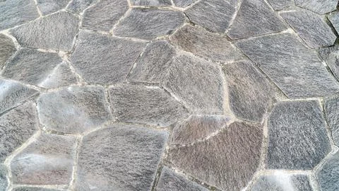 Irregular Gray Flagstone Paving with a Crazy Paving Pattern Texture 写真素材