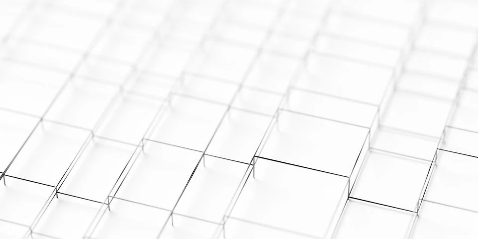 Irregular grid of black outlines randomly offset rows geometry background w.. Illustrazione stock