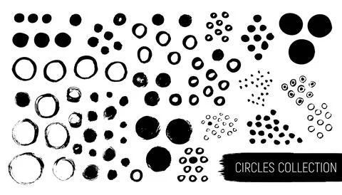 Irregular hand drawn realistic textured dots and circles. Stock Illustration