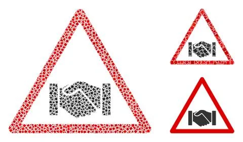 Irregular Handshake Warning Icon Mosaic Stock Illustration