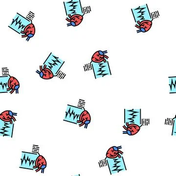 Irregular heartbeats vector seamless pattern Stock Illustration