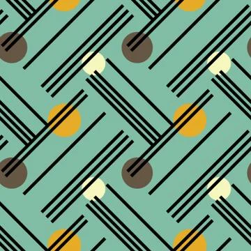 Irregular lines and circles diagonal seamless pattern Stock Illustration