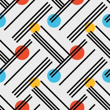 Irregular lines and circles diagonal seamless pattern Stock Illustration