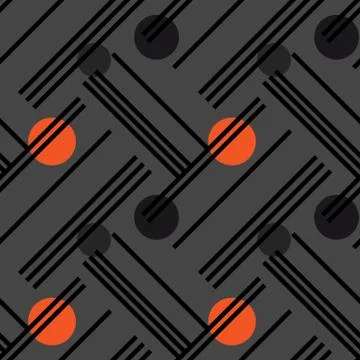 Irregular lines and circles diagonal seamless pattern Stock Illustration