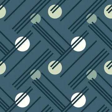 Irregular lines and circles diagonal seamless pattern Stock Illustration