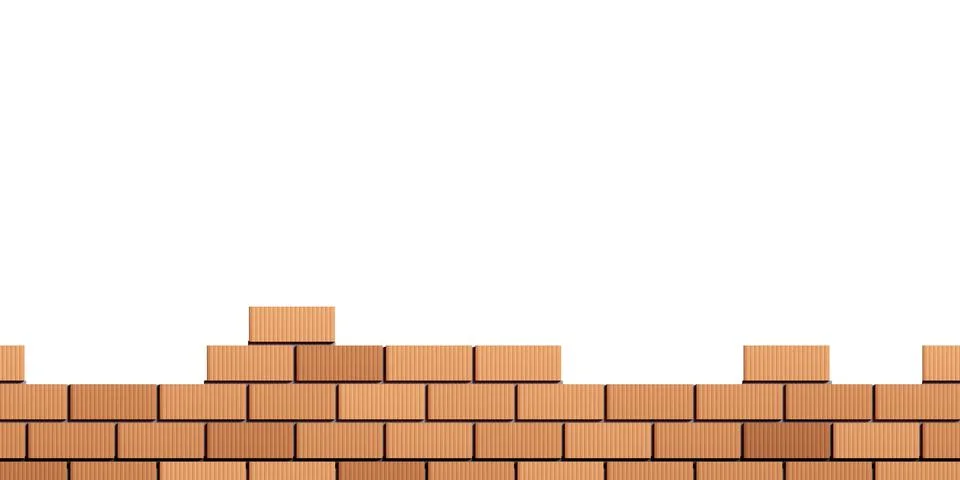 Irregular masonry bricks wall border or edge bottom of the frame isolated on  Stock Illustration