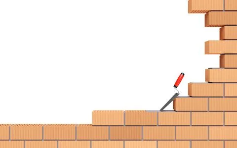 Irregular masonry bricks wall border or edge bottom and right of the frame .. Stock Illustration
