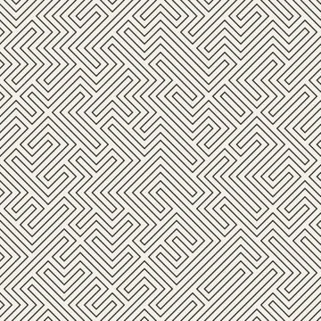 Irregular Maze Lines. Vector Seamless Black and White Pattern Stock Illustration