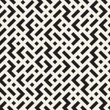 Irregular Maze Lines. Vector Seamless Black and White Pattern Illustrazione stock