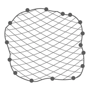 Irregular mesh grid with dots forming a network structure Stock Illustration