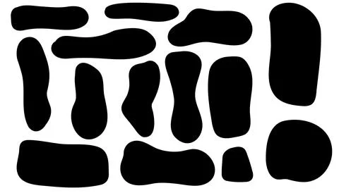 Irregular oval blob shape asymmetric elements. Vector set. Stock Illustration