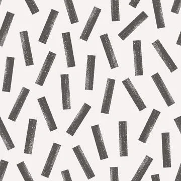 Irregular paint brush, marker lines seamless pattern. Bold ink strokes on white Stock Illustration