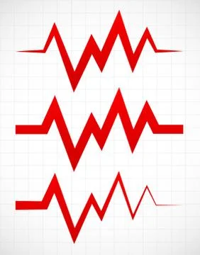 Irregular pulsating or ECG lines over gridded background Stock-Illustration