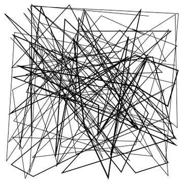 Irregular, random chaotic lines. Abstract monochrome illustration. Stock Illustration