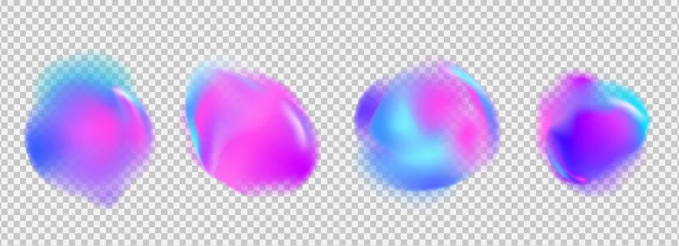 Irregular round gradient shapes set. Vector neon circular organic liquid Ilustración de archivo