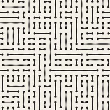 Irregular Rounded Lines. Vector Seamless Black and White Pattern Stock Illustration