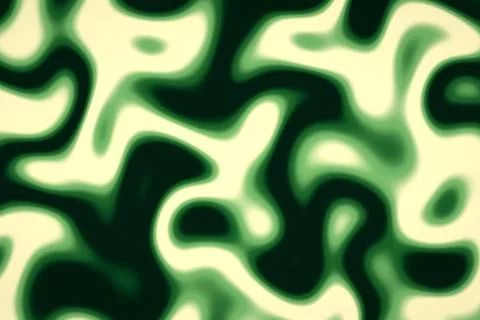Irregular rounded shapes in deep green, pale cream, and lighter green inter.. Stockillustratie