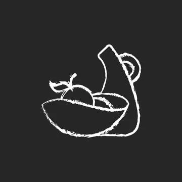 Irregular shape tableware chalk white icon on dark background Stock Illustration