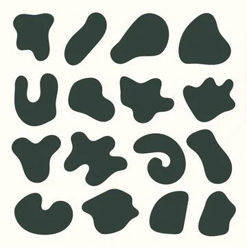 Irregular shaped liquid drops silhouette set. Stock Illustration