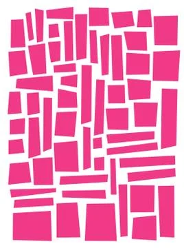 Irregular square and rectangle shapes in pink over white Stock Illustration