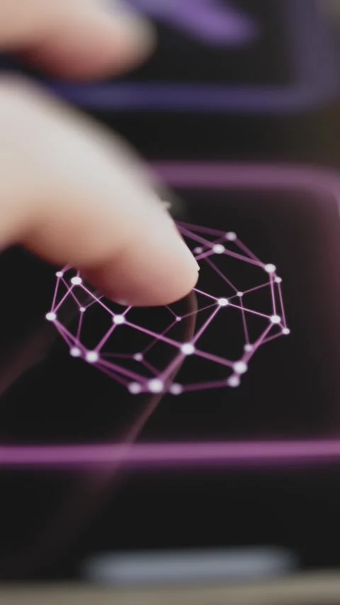 Irregular three-dimensional mesh of magenta lines and white nodes fills 動画素材 343380256