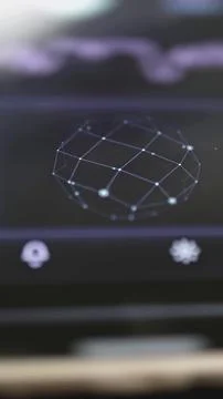 Irregular three-dimensional object is represented by connected blue nodes Stock Photos