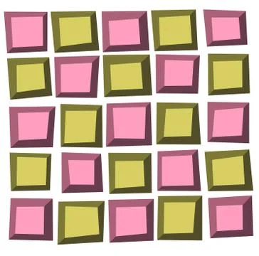 Irregular tile pattern frames in green pink over white Stock Illustration