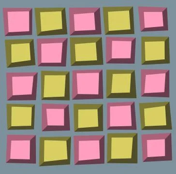 Irregular tile pattern frames in green pink over gray Stock Illustration