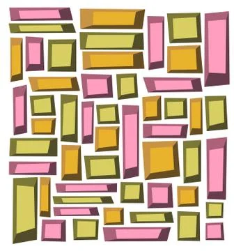 Irregular tile pattern frames in green pink over white Stock Illustration