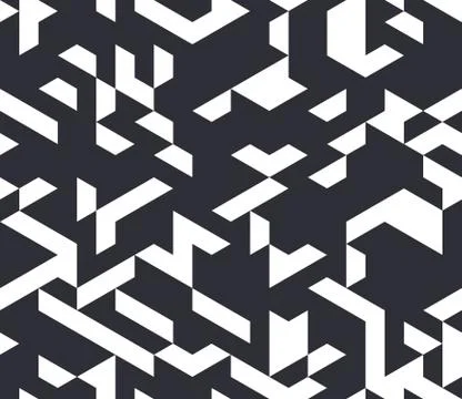 Irregular vector black and white abstract geometric pattern with triangles and Illustrazione stock