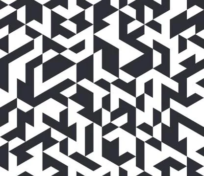 Irregular vector black and white abstract geometric pattern with triangles and Stock Illustration