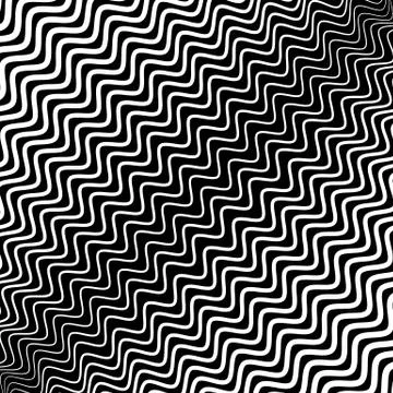 Irregular wavy (zig zag) lines. Monochrome abstract texture, pattern, backgro Stock Illustration