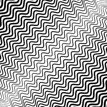 Irregular wavy (zig zag) lines. Monochrome abstract texture, pattern, backgro Stock Illustration