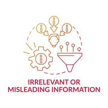 Irrelevant or misleading information red gradient concept icon Stock Illustration