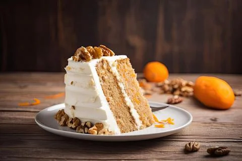 Irresistible Carrot Cake, Warm Hues and Creamy Frosting Stock Photos