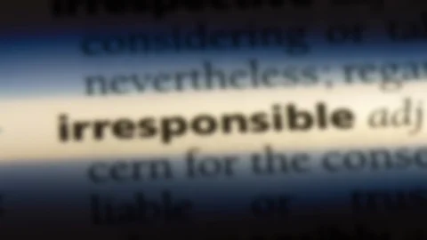 Irresponsible word in a dictionary. Stock Footage 99561614