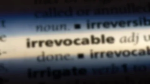 Irrevocable word in a dictionary. Stock Footage 99561633