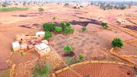 Irrigated field behind houses Video stock 80792957