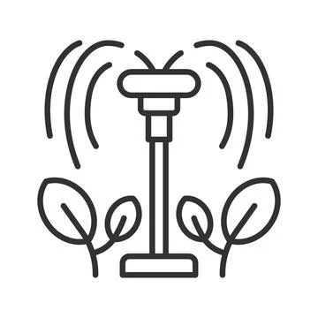 Irrigation and smart farming system, icon in line design. Irrigation, sprinkler Stock Illustration