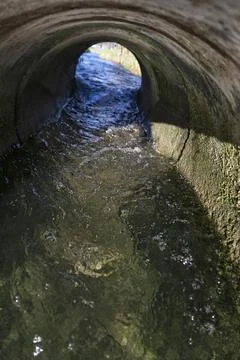 Irrigation ditch between fields Stock Photos