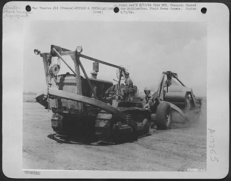 Irrigation ditches which ran the width of the runway have already been par... Stock Photos