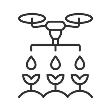 Irrigation drone, icon in line design. irrigation drone, agricultural drone Stock Illustration