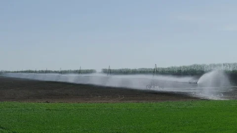 Irrigation Of The Field, At Spring Stock Footage 89254518