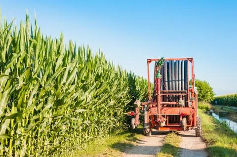 Irrigation machine in the field Stock Photos