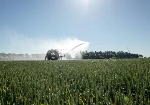 Irrigation pivot watering the Fields Stock Photos