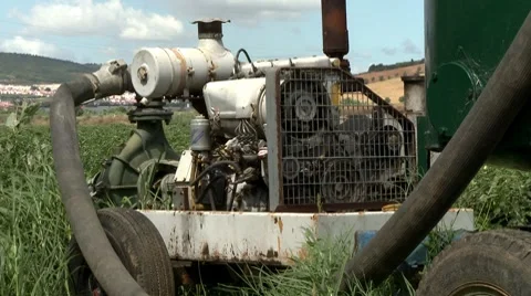 Irrigation pump in farm Stock Footage 7902776