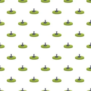 Irrigation sprinkler system creating lawn watering pattern Illustrazione stock