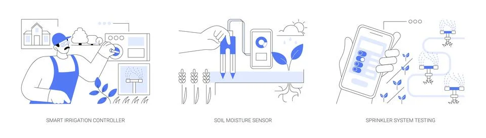 Irrigation system components abstract concept vector illustrations. イラスト素材