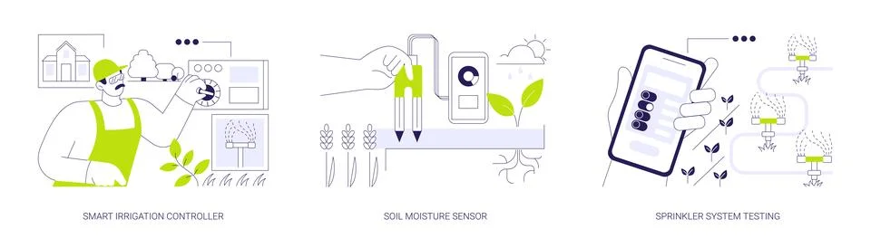 Irrigation system components abstract concept vector illustrations. イラスト素材