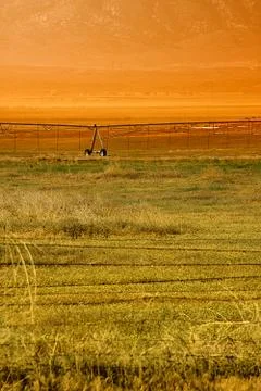 Irrigation system in the field Stock Photos